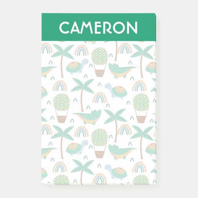 Cute Colourful Turtle Alligator Rainbow Pattern Post-it Notes (Front)