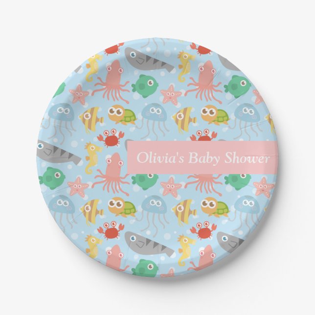 Cute Colourful Under the Sea Party Supplies Paper Plate (Front)