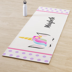 Cute colourful unicorn crown head custom yoga mat
