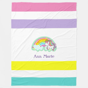 Cute Colourful Unicorn Fleece Blanket