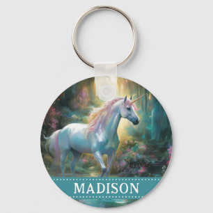 Cute Colourful Unicorn Keychain with Custom Name