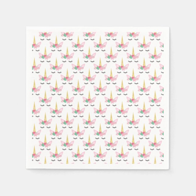 Cute Colourful Unicorn Pattern for Birthday Party Napkin (Front)