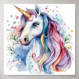 Cute colourful unicorn poster