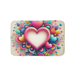 Cute Colourful Valentine's Day heart Bath Mat