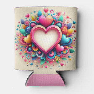 Cute Colourful Valentine's Day heart Can Cooler