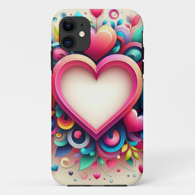 Cute Colourful Valentine's Day heart Case-Mate iPhone Case (Back)