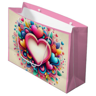 Cute Colourful Valentine's Day heart Large Gift Bag