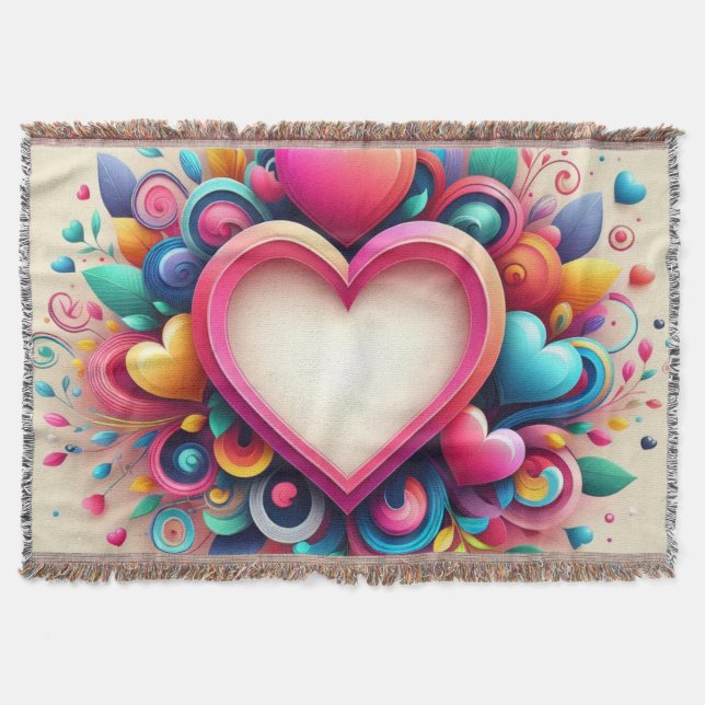 Cute colourful Valentines day  Throw Blanket (Front)