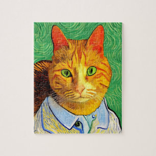 Cute Colourful Van Gogh Cat Jigsaw Puzzle