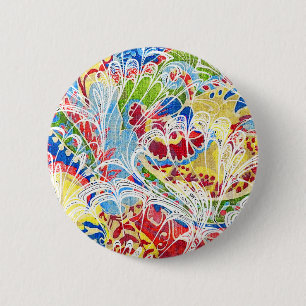 Cute colourful vintage floral 6 cm round badge