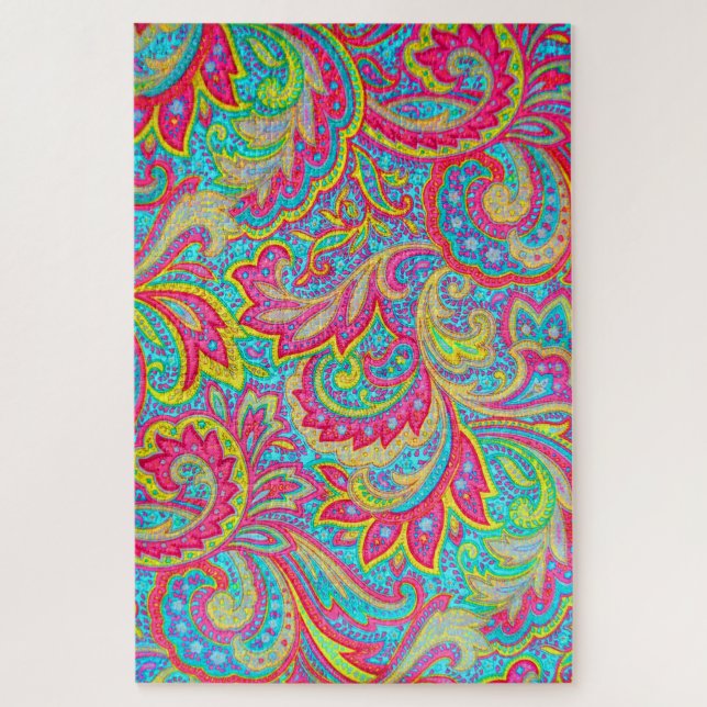 Cute colourful vintage floral design jigsaw puzzle (Vertical)