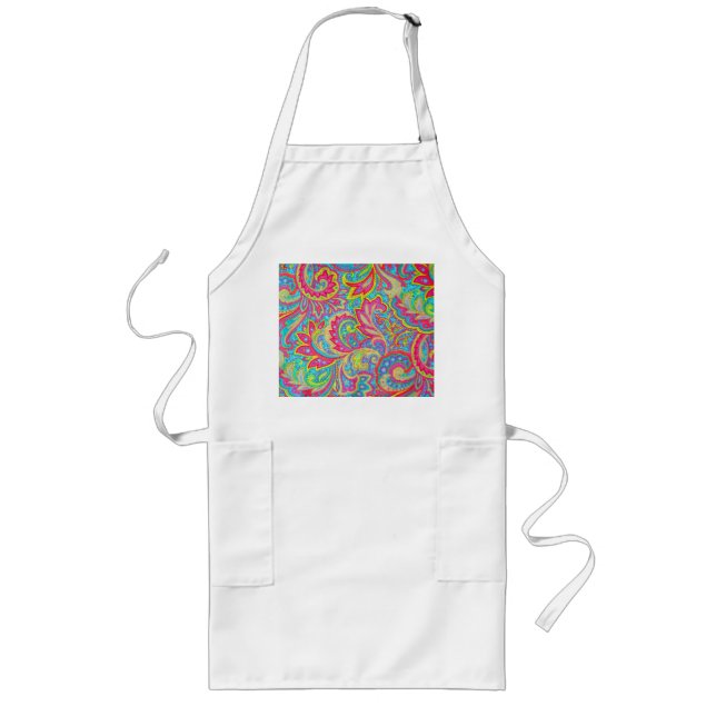 Cute colourful vintage floral design long apron (Front)