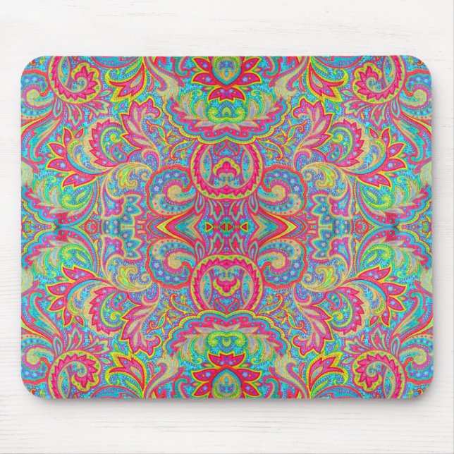 Cute colourful vintage floral design mouse mat (Front)