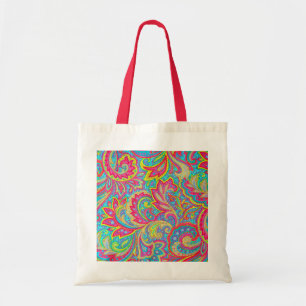 Cute colourful vintage floral design tote bag