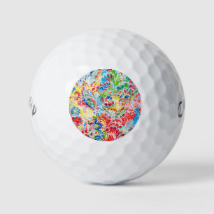 Cute colourful vintage floral golf balls