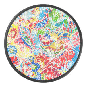 Cute colourful vintage floral iPhone wallet case Hockey Puck