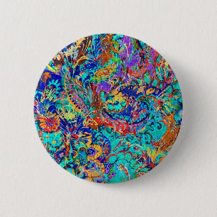 Cute colourful vintage floral pattern 6 cm round badge