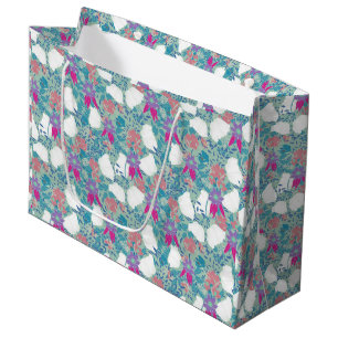 Cute colourful vintage floral pattern large gift bag