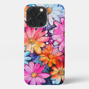 Cute Colourful Vintage Flower Art iPhone 13 Pro Case