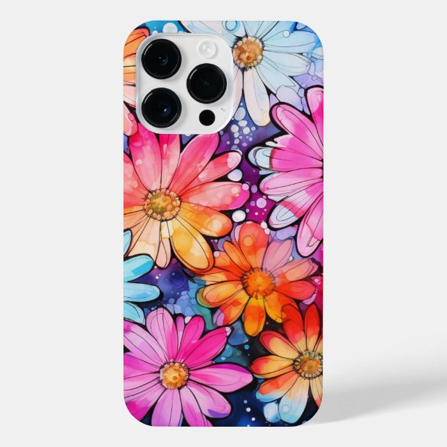Cute Colourful Vintage Flower Art iPhone Case (Back)