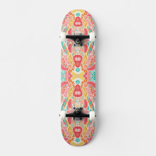 Cute colourful vintage flowers pattern skateboard
