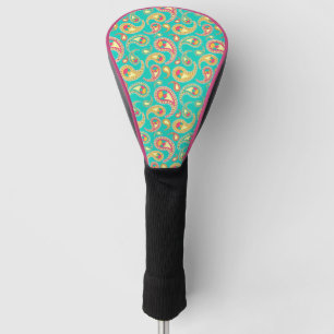 Cute colourful vintage paisley pattern golf head cover