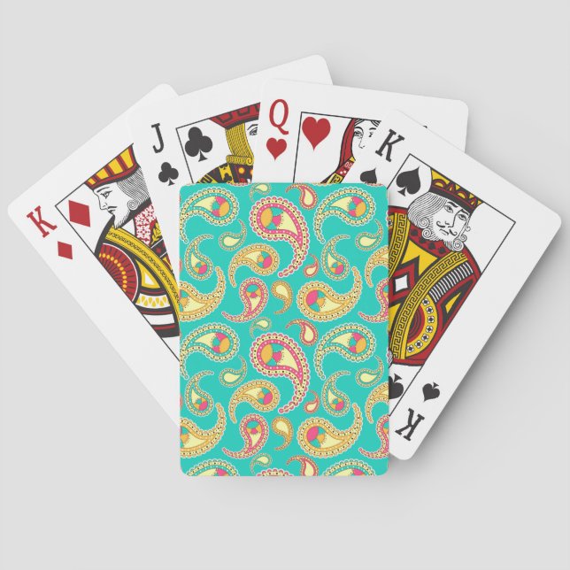 Cute colourful vintage paisley pattern playing cards (Back)