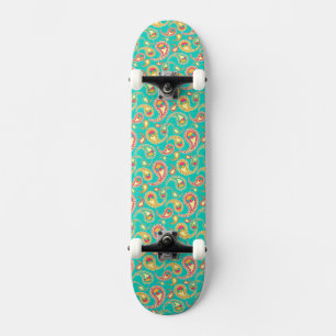 Cute colourful vintage paisley pattern skateboard