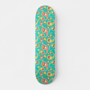Cute colourful vintage paisley pattern skateboard
