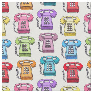Cute Colourful Vintage Phones Fabric