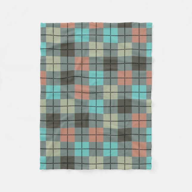 Cute Colourful Vintage Plaid Geometric Pattern Fleece Blanket (Front)