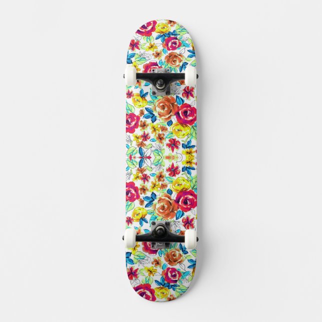 Cute colourful vintage roses patterns car magnet skateboard (Front)