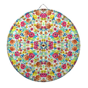 Cute colourful vintage roses patterns dartboard