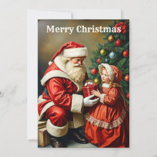 Cute Colourful Vintage Rustic Merry Christmas Tree Holiday Card