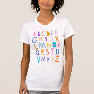 Cute Colourful Wacky Alphabet Learning ABC Letters T-Shirt