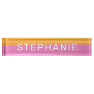 Cute Colourful Watercolor Brush Stroke Stripes Nam Nameplate