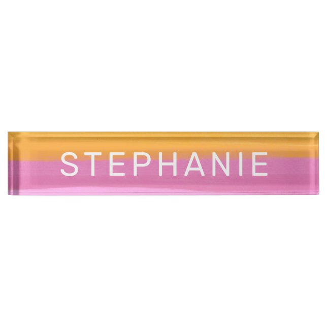 Cute Colourful Watercolor Brush Stroke Stripes Nam Nameplate (Front)