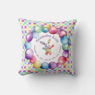 Cute Colourful Watercolor Bunny and Polka Dots Cushion
