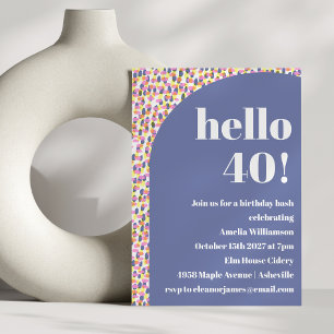 Cute Colourful Watercolor Dots 40th Birthday Party Invitation