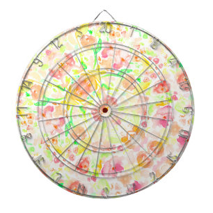 Cute colourful watercolor floral pattern dartboard
