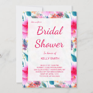 Cute colourful watercolor flowers bridal shower invitation
