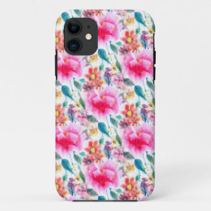 Cute colourful watercolor flowers iPhone 11 case
