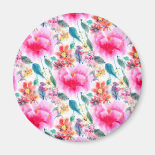 Cute colourful watercolor flowers license plate fr magnet