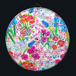 Cute colourful watercolor flowers pattern checkboo dartboard<br><div class="desc">Cute colourful watercolor flowers pattern</div>