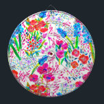 Cute colourful watercolor flowers pattern checkboo dartboard<br><div class="desc">Cute colourful watercolor flowers pattern</div>