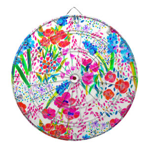 Cute colourful watercolor flowers pattern checkboo dartboard