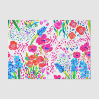 Cute colourful watercolor flowers pattern tissue paper