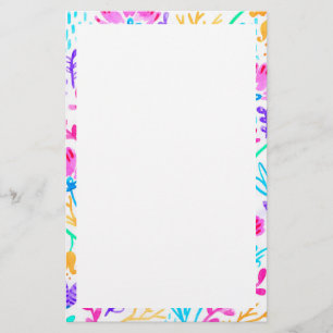 Cute colourful watercolor flowers stationery