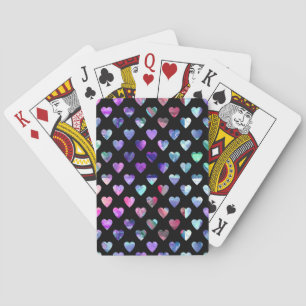 Cute Colourful Watercolor Heart Love Pattern Playing Cards