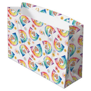 Cute Colourful Watercolor Rainbow  Large Gift Bag